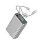 LZEL Neurode 20K Pd45W Mini Power Bank Pd3.0 & Qc3.0 | Usb-C Cable & Lighting Cable | Silver