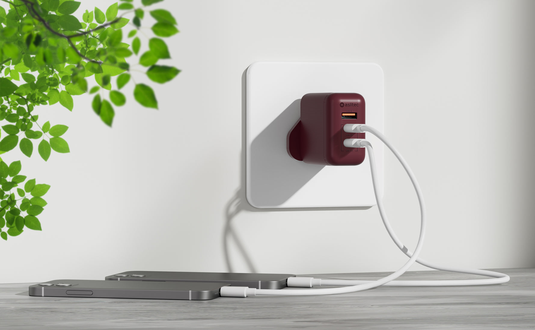 شاحن aslitec VexoraGaN بقدرة 35 واط – شاحن GaN فاخر بمنفذي USB-A و USB-C