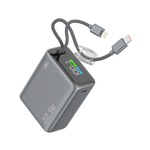 LZEL Neurovolt 15K Pd22.5W Mini Power Bank Pd3.0 & Qc3.0 | Usb-C Cable & Lightning Cable | Gray