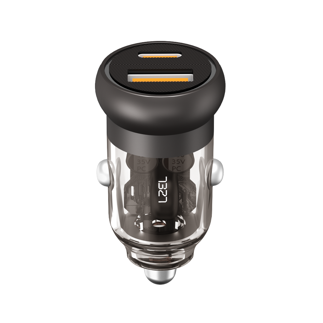 LZEL PulseCharge Mini Dual-Port Car Charger 35W – USB-C PD & USB-A QC3.0