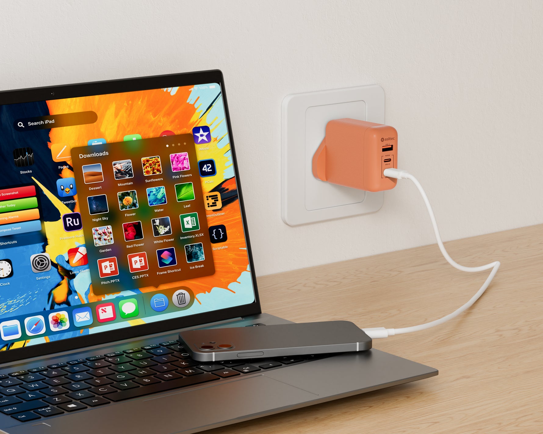 شاحن aslitec VoltiqueGaN بقدرة 35 واط – شاحن GaN فاخر بمنفذي USB-A و USB-C