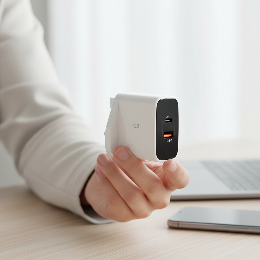 LZEL VoltixCharge 35W Dual Port USB-A USB-C GaN Wall Charger | White