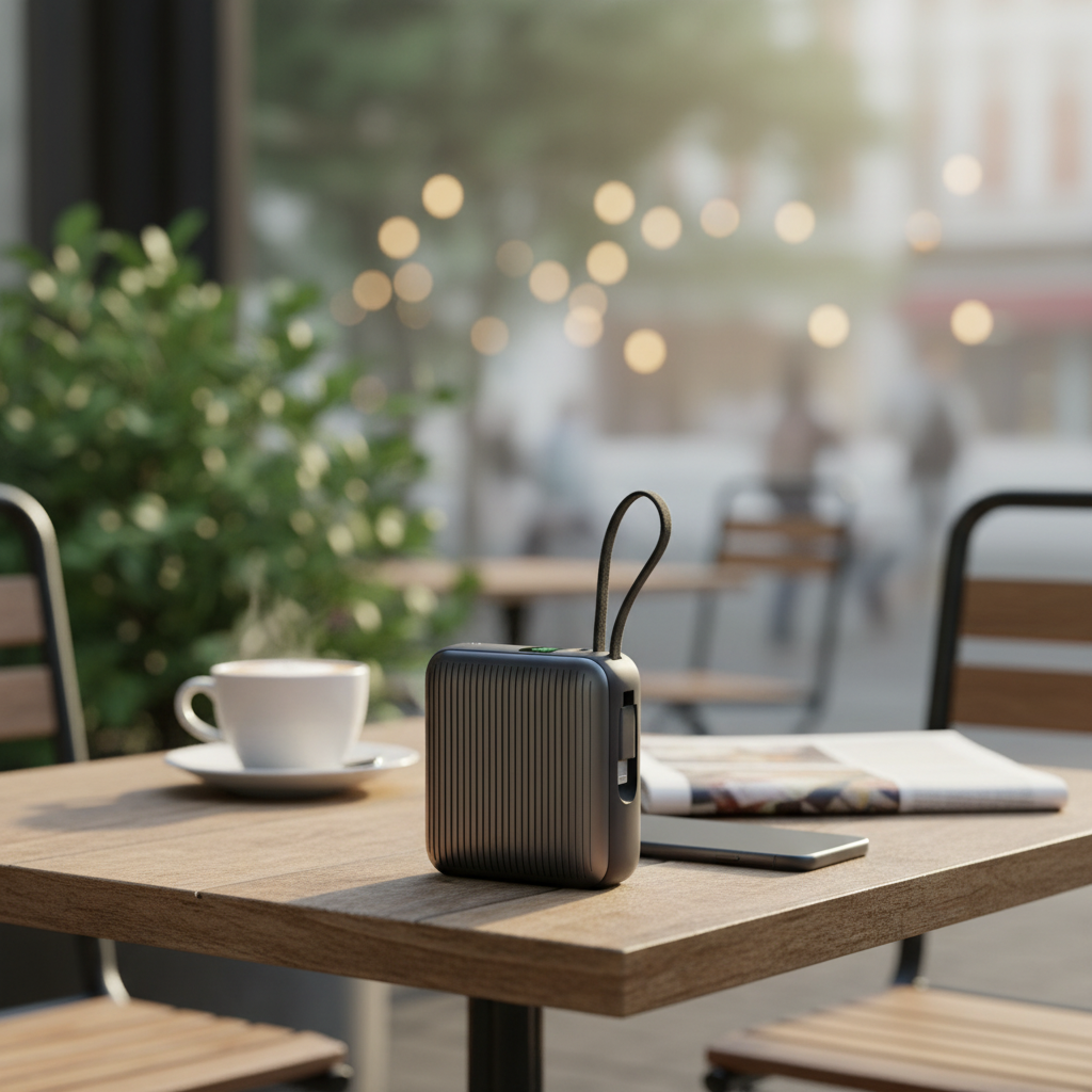 LZEL Neurode Sync - 10,000mAh PD Mini Power Bank 22.5W with Built-in Cable | Black