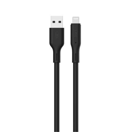 كيبل من Lzel معتمد USB-A إلى Lightning ، نقل بيانات بسرعة 480Mbps، طاقة 5V 3A، غلاف سيليكون سائل ناعم، هيكل TPE، طول 1 متر | بنفسجي