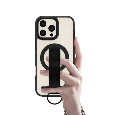 LZEL iPhone 16 Pro Max Primemag Grip Anti-drop Case With Metal Ring And Silicone Band