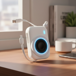 بطارية متنقلة من ليزل مغناطيسي بسعة 10,000 مللي أمبير مع شحن PD عبر USB-C وكابل مدمج | أبيض