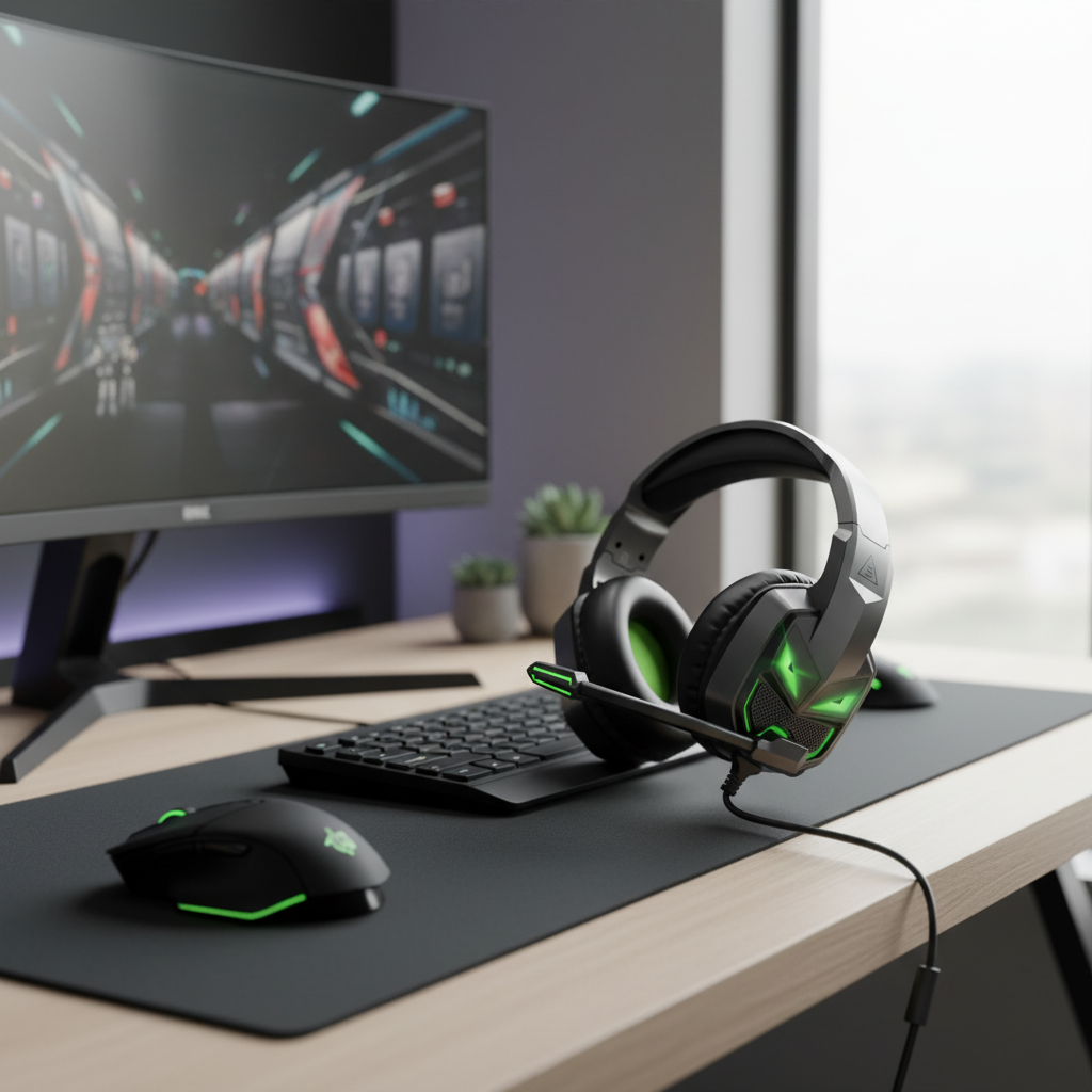 EKSA Gaming Headset With 3.5mm Jack With Led Light | Black