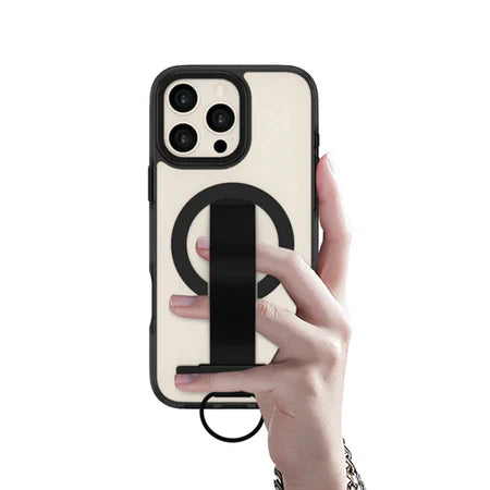 LZEL iPhone 16 Pro Primemag Grip Anti-drop Case With Metal Ring And Silicone Band