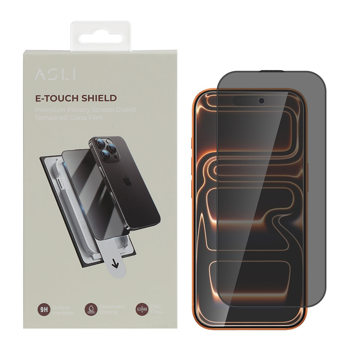 Asli Global E-Touch Shield Premium Glass With Applicator for iPhone 17 Pro Max | Privacy