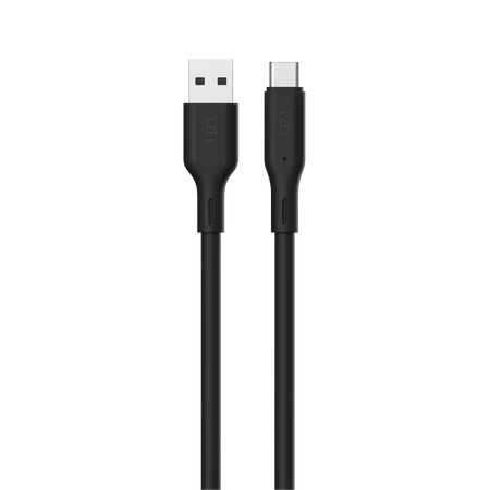 كيبل من Lzel نوع USB-A إلى USB-C 2.0، نقل بيانات بسرعة 480Mbps، طاقة 5V 3A، غلاف سيليكون سائل ناعم، هيكل TPE، طول 2 متر | بنفسجي