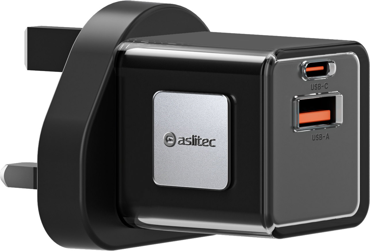 شاحن aslitec VoltiqueGaN بقدرة 35 واط – شاحن GaN فاخر بمنفذي USB-A و USB-C