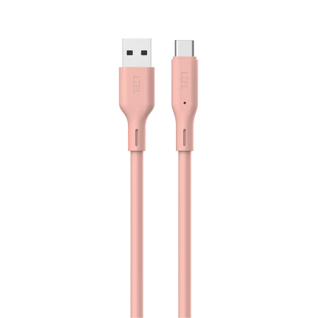 كيبل من Lzel نوع USB-A إلى USB-C 2.0، نقل بيانات بسرعة 480Mbps، طاقة 5V 3A، غلاف سيليكون سائل ناعم، هيكل TPE، طول 2 متر | بنفسجي