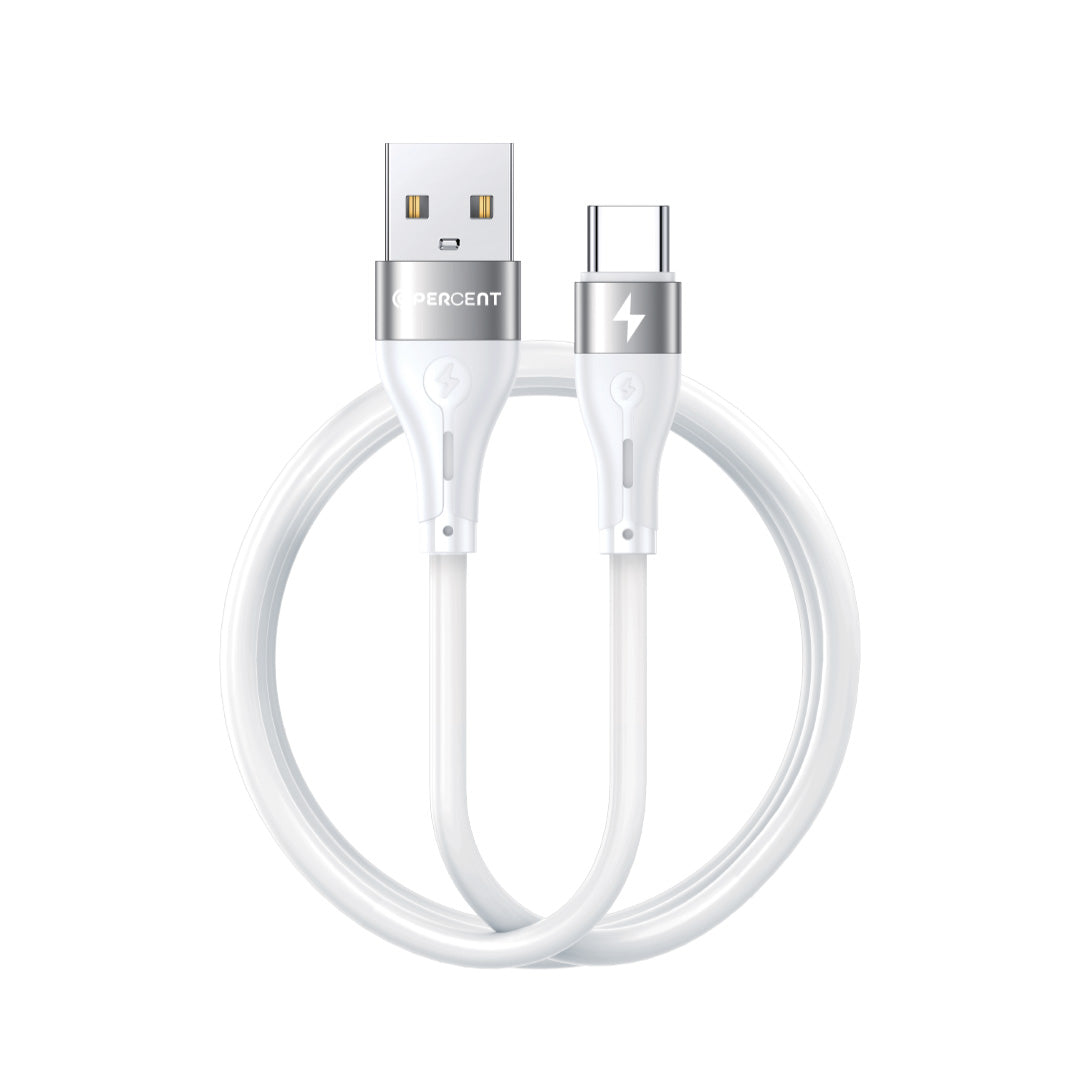 90 Percent Voltline 90 Series USB-A to Type-C Silicone Cable 1M | White