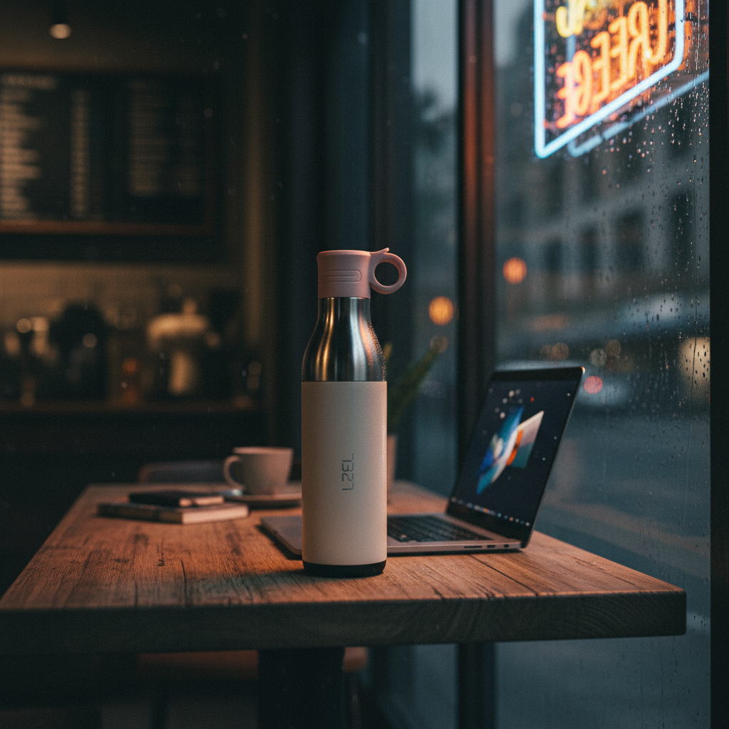 LZEL Natura Elva Vacuum Bottle Dual 400 mL + 400 mL | Milk Tea Aluminum