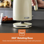 Geepas 1.7L Electric Jug Kettle – 360° Rotation, Auto Shut-Off, Removable Filter, Cream