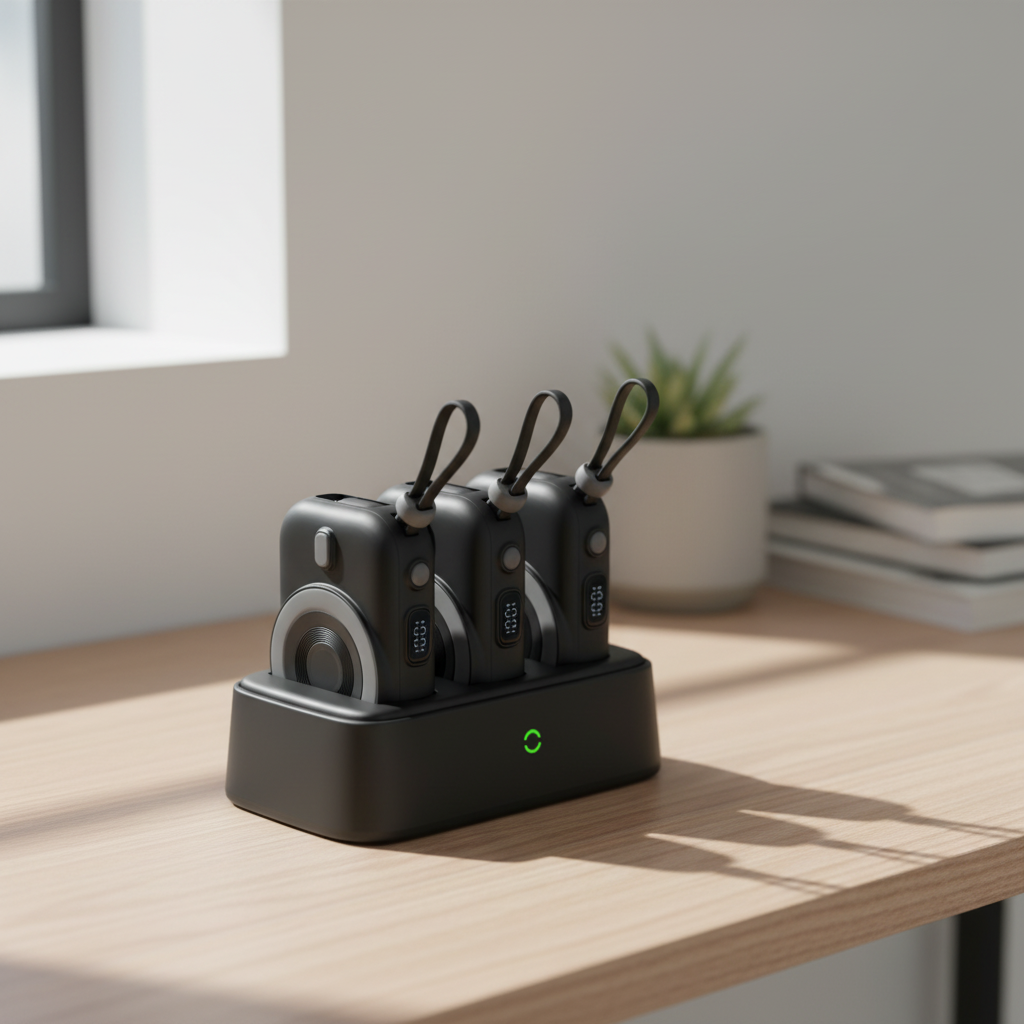 LZEL TrioEnergia Station - Trio 10,000mAh Wireless Power Bank & Charging Dock With Built-in Cable | Black