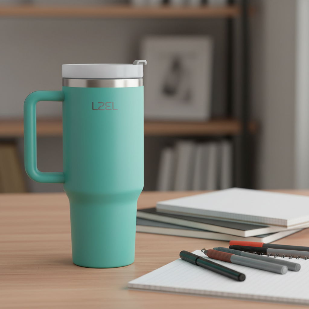 LZEL Tumbler With Handle 800ML Aqua Pure Vacuum Insulated | Eucalyptus