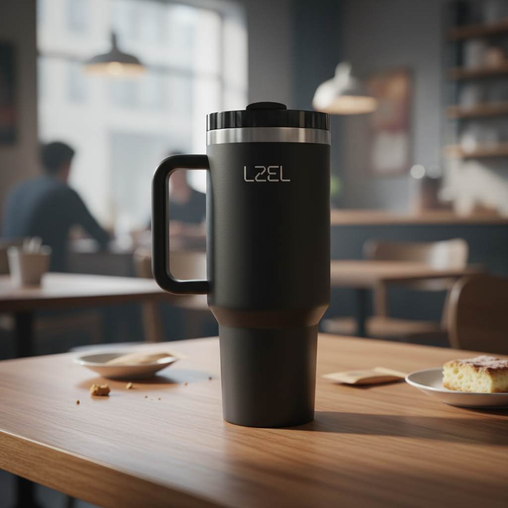LZEL Tumbler With Handle 800ML Aqua Pure Vacuum Insulated | Black