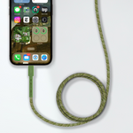 كيبل LZEL MFi USB-C إلى Lightning – 1 متر | شحن سريع PD 60 واط، نقل بيانات 480Mbps، مقاوم للانحناء 150,000+، غلاف TPE مضفر متين | أخضر