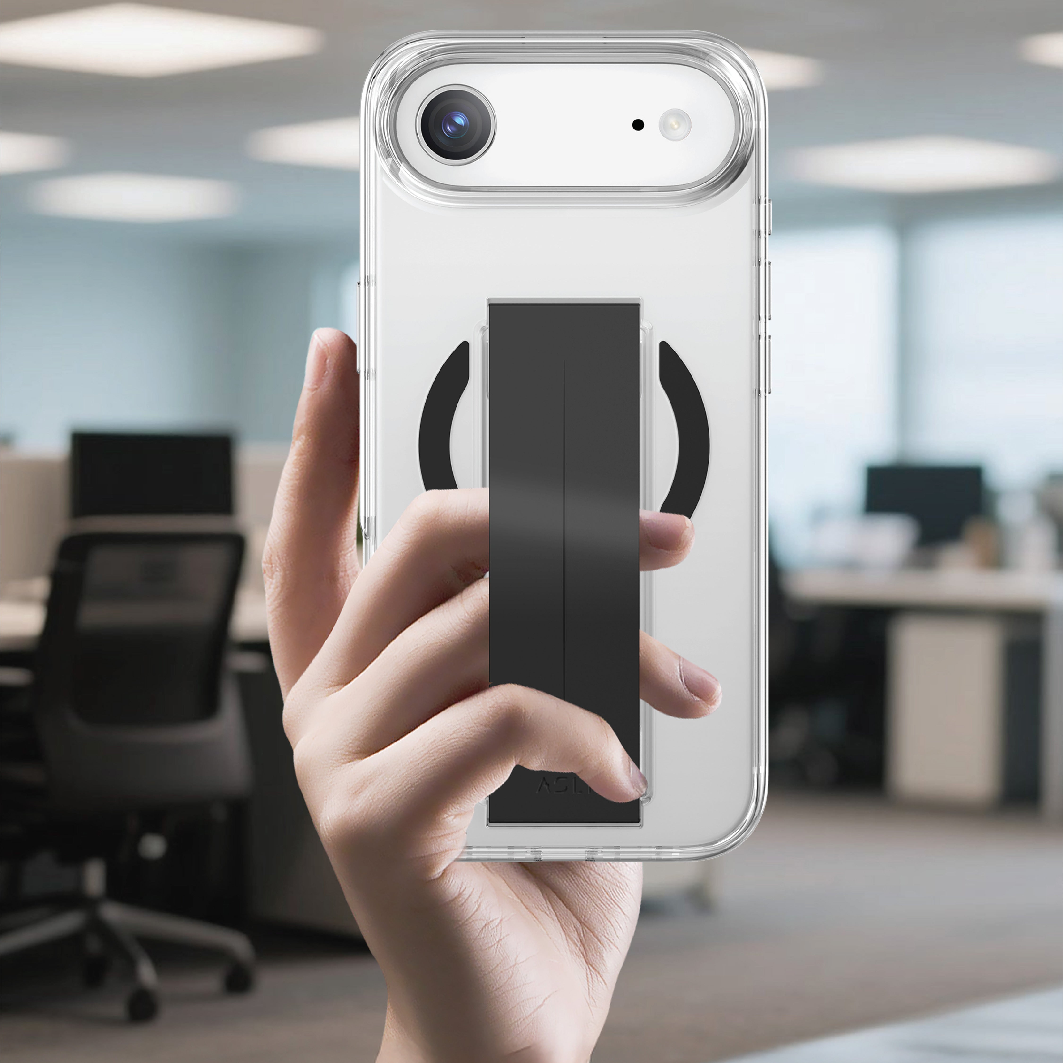 كڤر حماية شفاف MagTrox Siliox Grip من أسلي متوافق مع MagSafe لهاتف iPhone Air | أسود