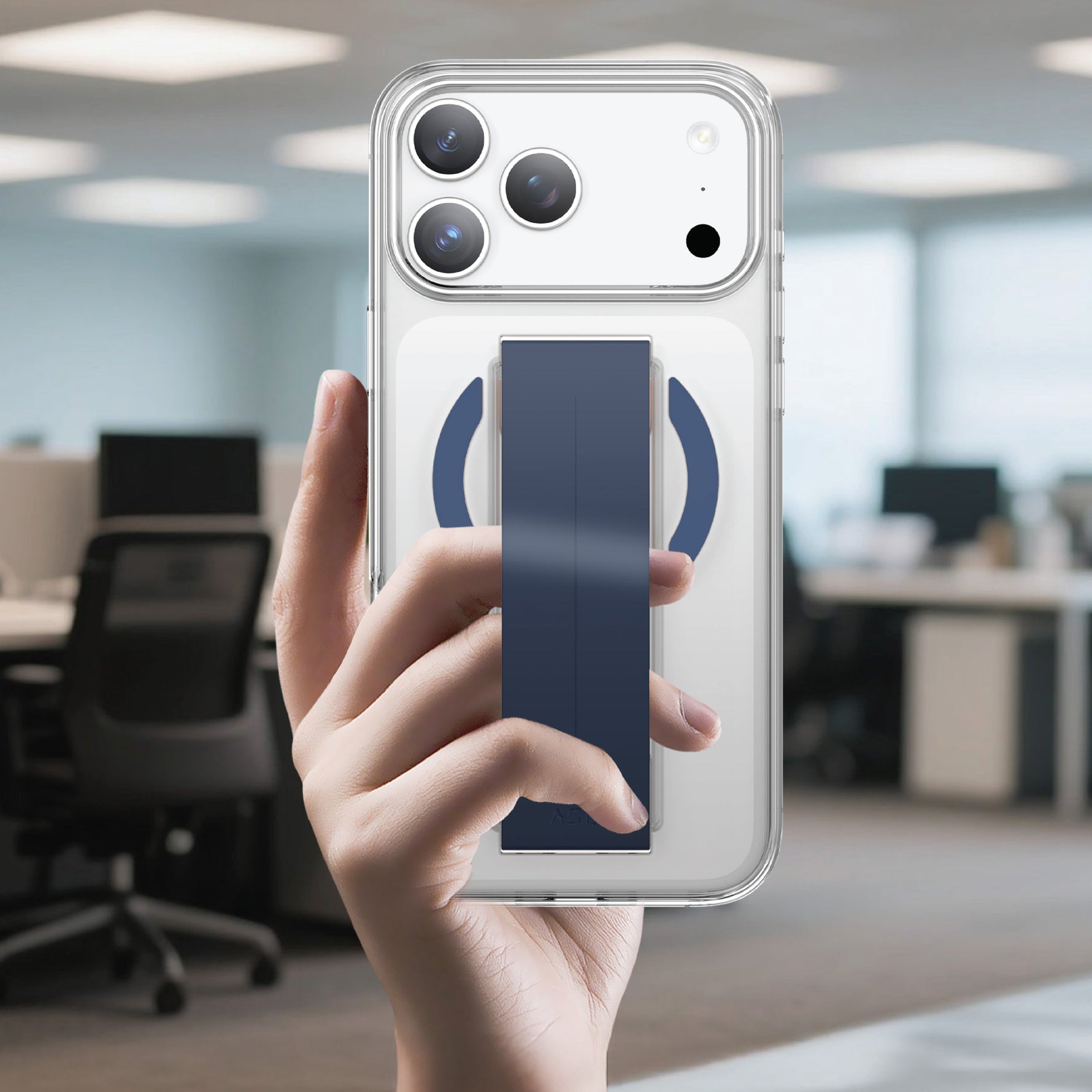 Asli Global MagTrox Siliox Grip Transparent MagSafe Case for iPhone 17 Pro Max | Blue Titanium