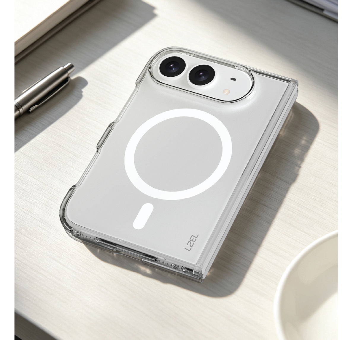 كفر LZEL ORIGIN شفاف بتصميم فاخر ودعم MagSafe لـ iPhone Duo | شفاف