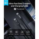 Anker Prime Thunderbolt 4 USB-C to USB-C Cable (3.3 ft / 1m, 240W, 40Gbps) | Black
