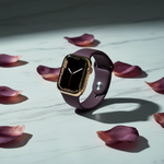 ساعة Apple Watch Series 7 (GPS + Cellular) مقاس 45 مم – هيكل ستانلس ستيل ذهبي مع سوار رياضي Dark Cherry