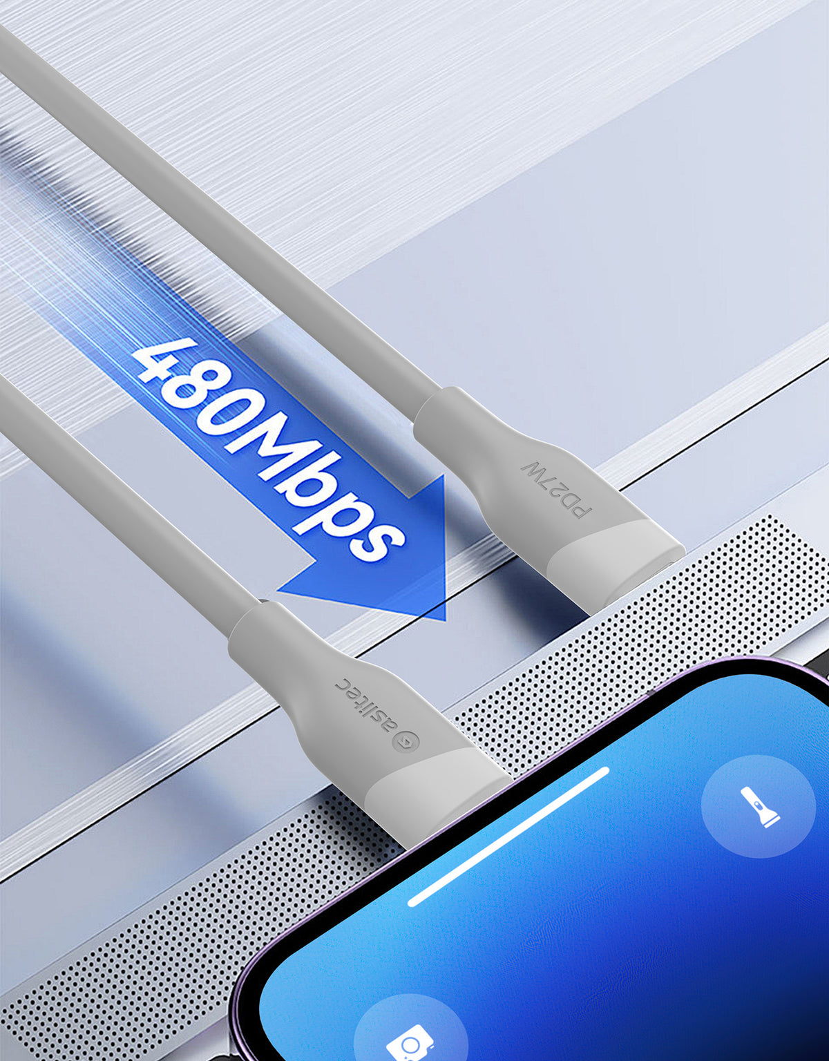 aslitec SILICORECHARGE 65W Fast Charging & Data Cable – USB-A to USB-C