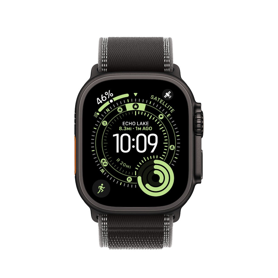 ساعة Apple Ultra 3 (2025) GPS + Cellular، مقاس 49 ملم - بهيكل من التيتانيوم الأسود - وسوار Alpine Loop أسود | L