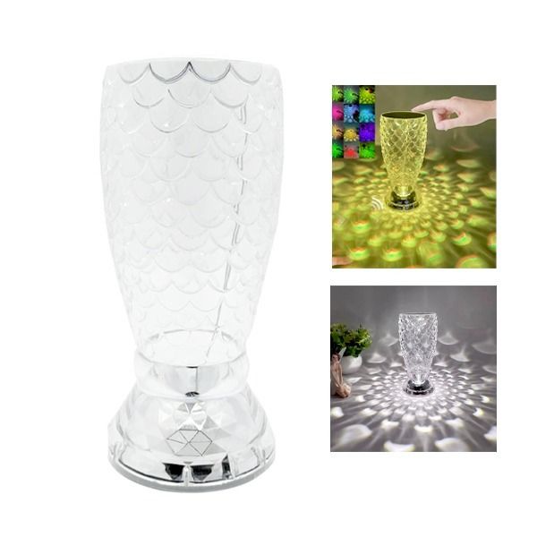 Crystal Table Lamp 16 Colors Changing RGB Diamond Acrylic Desk Lamp Touch & Remote Control Rechargeable LED Night Light Bedside Light for Bedroom Living Room Table Decor Gift