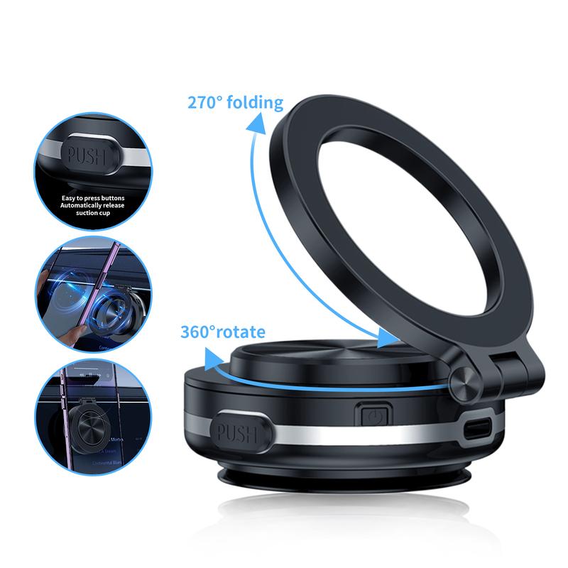 Automobile Electric Vacuum Magnetic Suction Phone Mount Black