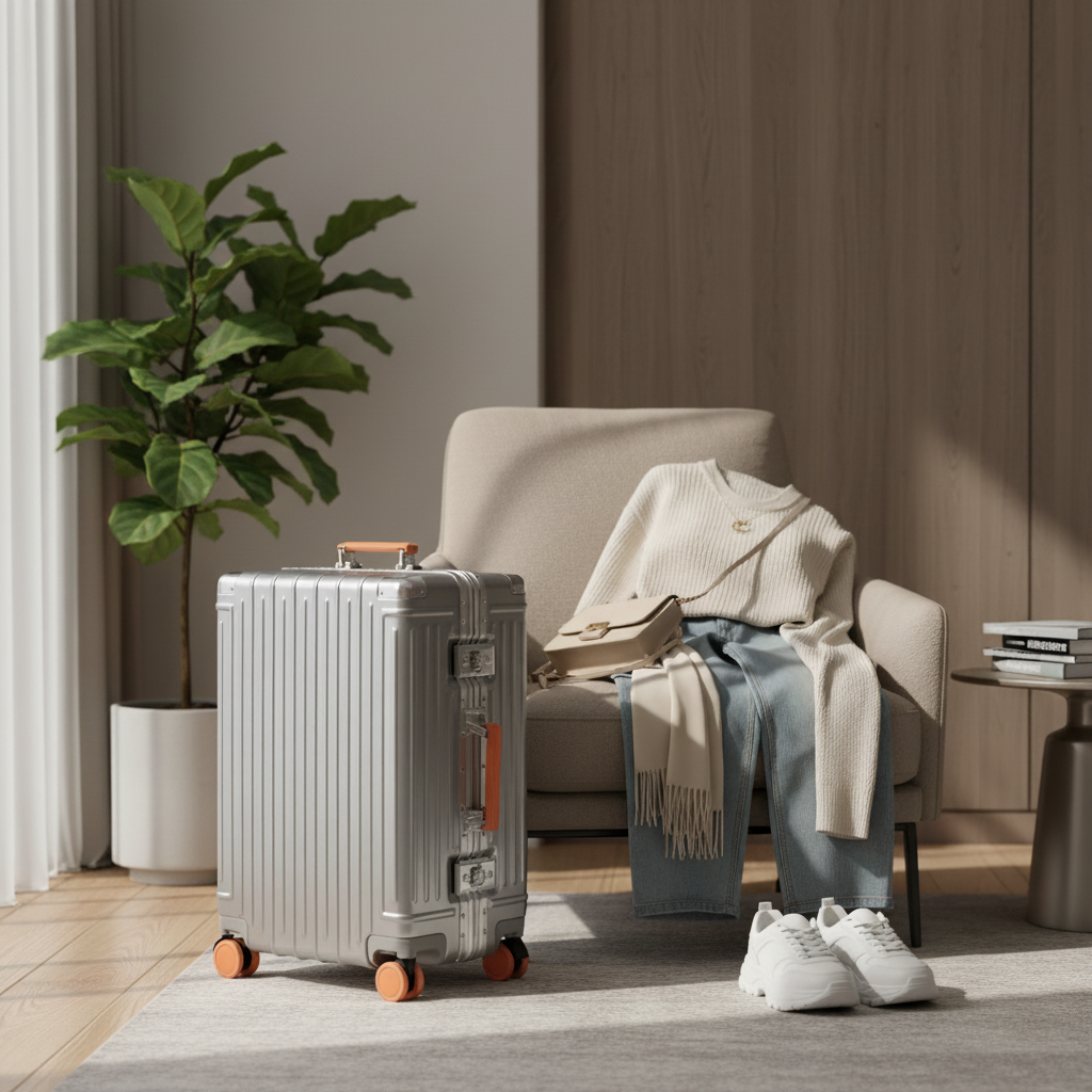 Trolly ABS Suitcase 4 Wheels 26 Inch | Silver