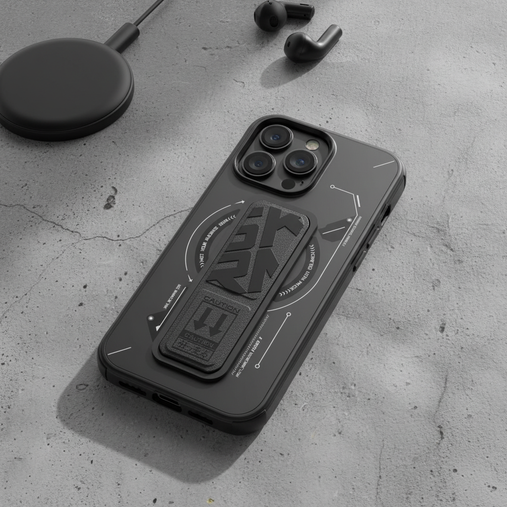 SkinArma iPhone 16 Pro Max Helio MagSafe Case With Grip Stand | Black