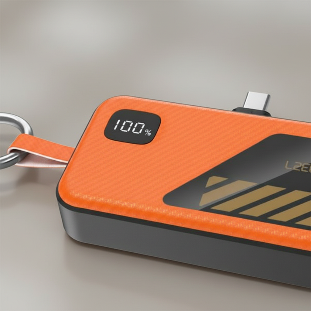 LZEL NanoFlux Charger Mini – 5,000mAh PD Type-c Power Bank with Built-in Lightning Cable | Orange