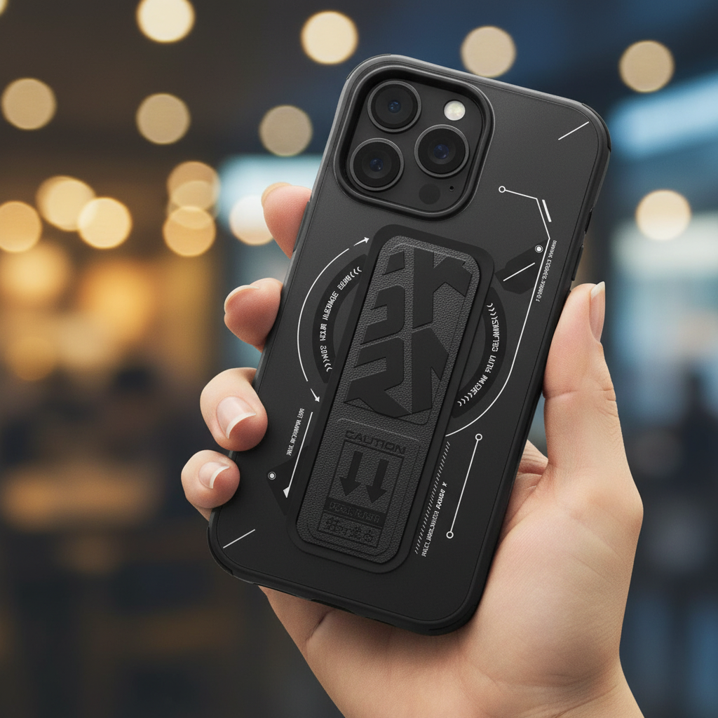 SkinArma iPhone 16 Pro Max Helio MagSafe Case With Grip Stand | Black