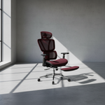 Black Bull Mesh Office and Gaming Chair with Footrest |Black & Red