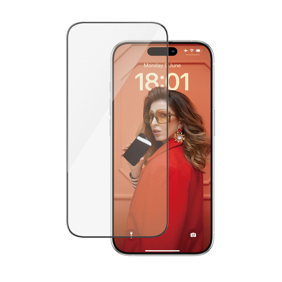 حماية شاشة من PanzerGlass® لهاتف iPhone 15 Pro  شاشة زجاجية كاملة مع اطار اسود 
