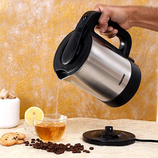 Geepas Stainless Steel Electric Kettle | 1.7L Capacity | 2200W Fast Boil | Auto Shut-Off | Boil Dry Protection | Stainless Steel Body| Safe Design
