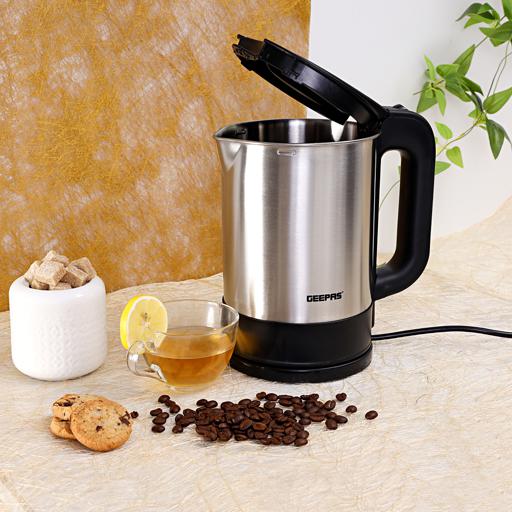 Geepas Stainless Steel Electric Kettle | 1.7L Capacity | 2200W Fast Boil | Auto Shut-Off | Boil Dry Protection | Stainless Steel Body| Safe Design