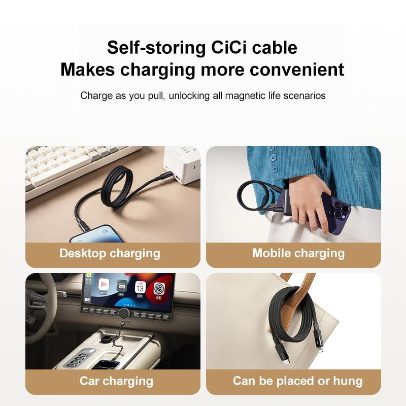 كيبل Momax Mag.Link بطرف USB-C إلى Lightning مغناطيسي 60 واط بطول 1 متر | أسود