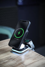Magnexus شاحن لاسلكي من ليزل 5 في 1 لاسلكي مغناطيسي، شحن سريع بقوة 15 واط، منفذ USB-C