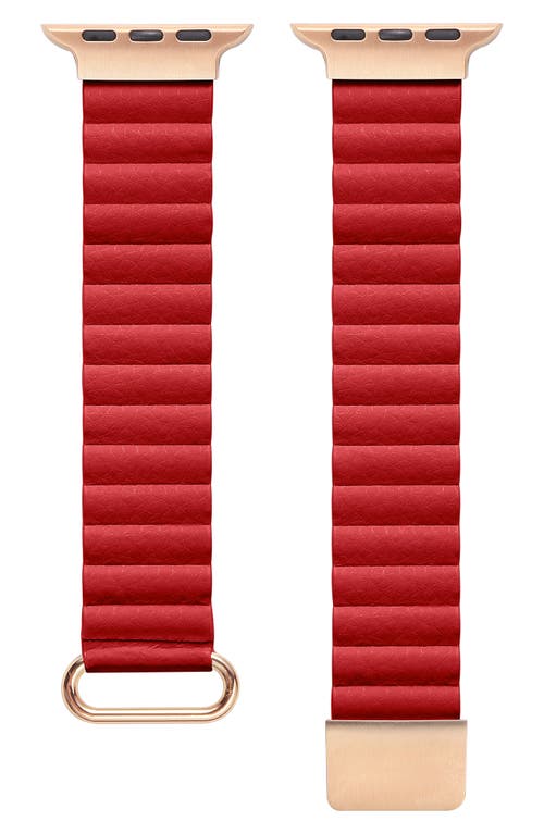 Magnetic Watch 42/44/45MM Leather Strap | Red