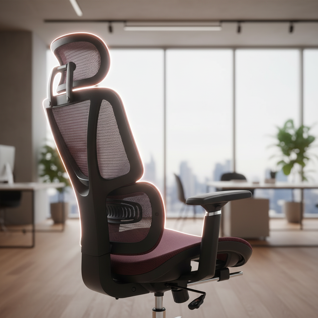 Black Bull Mesh Office and Gaming Chair with Footrest |Black & Red