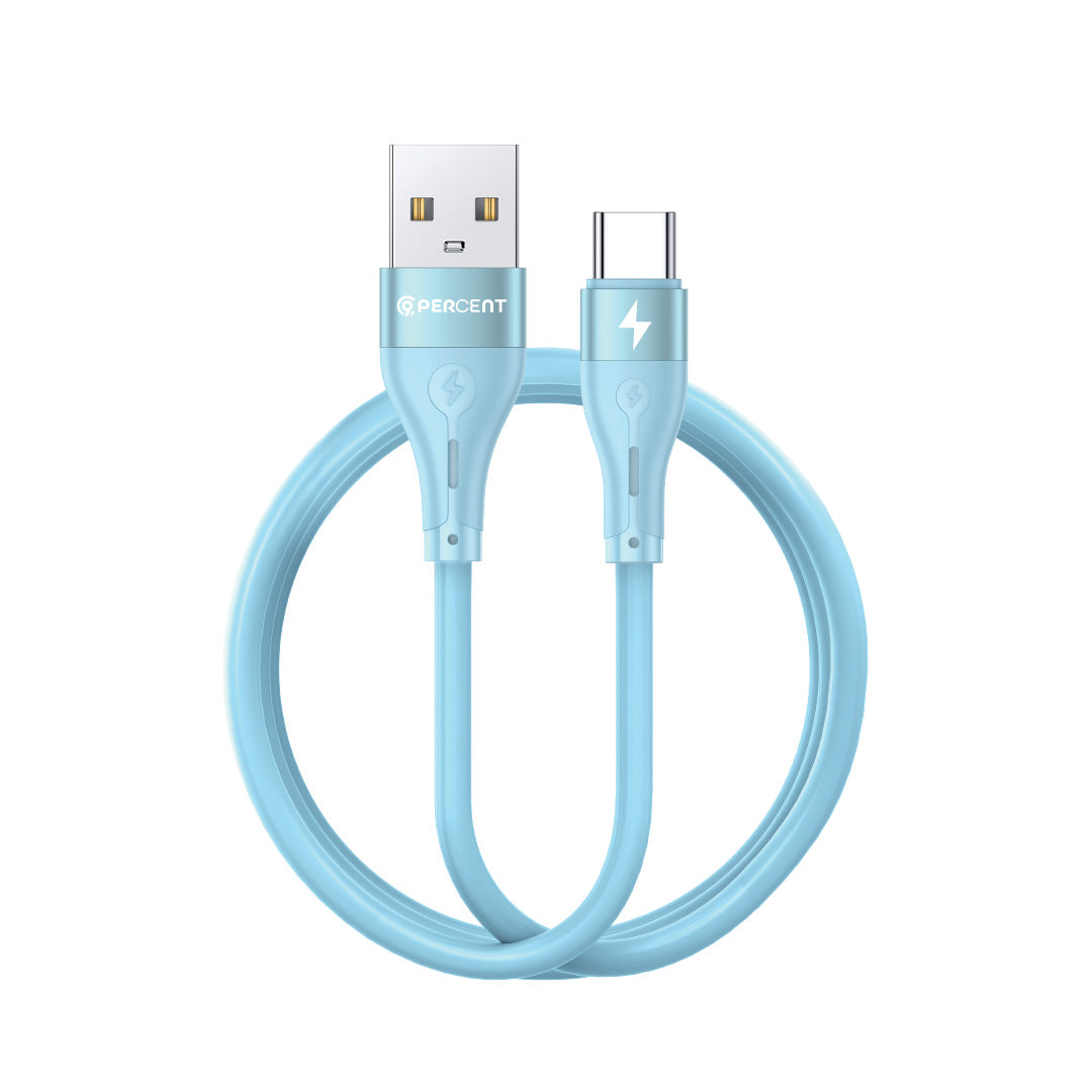 90 Percent Voltline 90 Series USB-A to Type-C Silicone Cable 1M | Blue