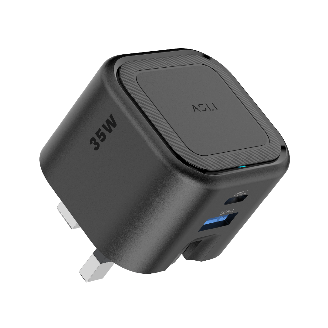 Asli  Global Primevolt 35 Gan Dual Port Usb-A & Usb-C Fast Charger | Black