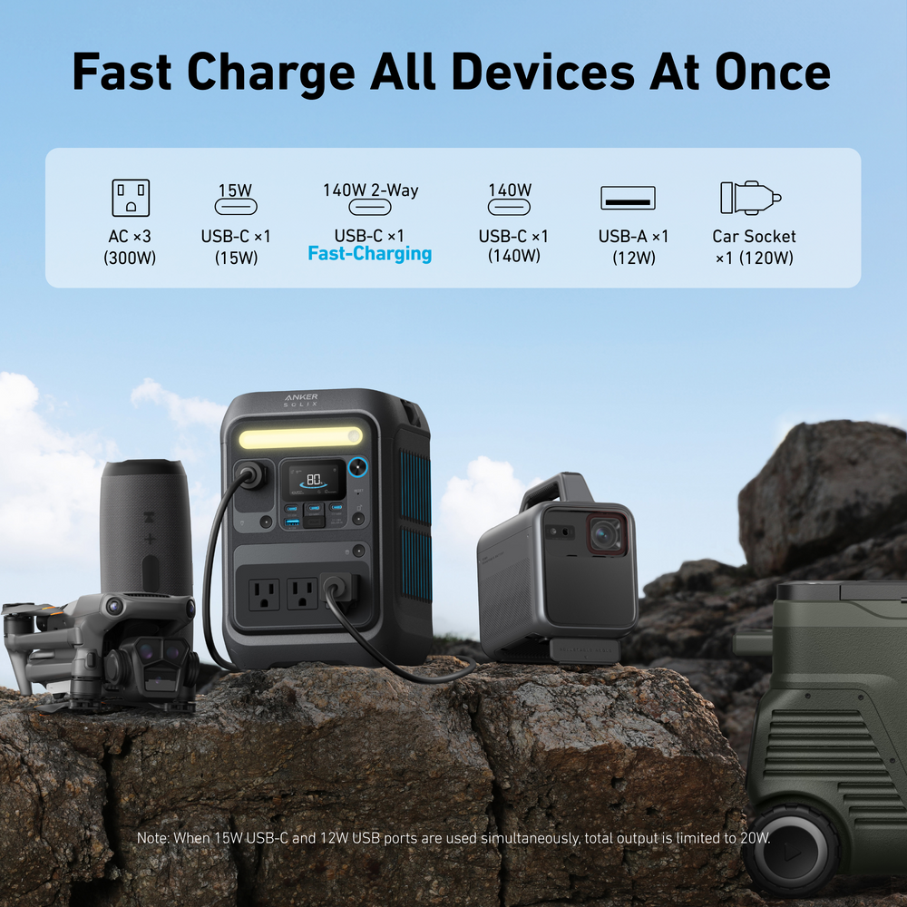 محطة طاقة محمولة Anker SOLIX C300X | 288Wh، 300W