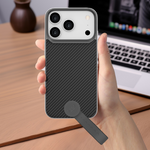 LZEL MagCarbon Strap Carbon Design with 360° Grip and Raised-Edge Protection Case for iPhone 17 Pro | Black