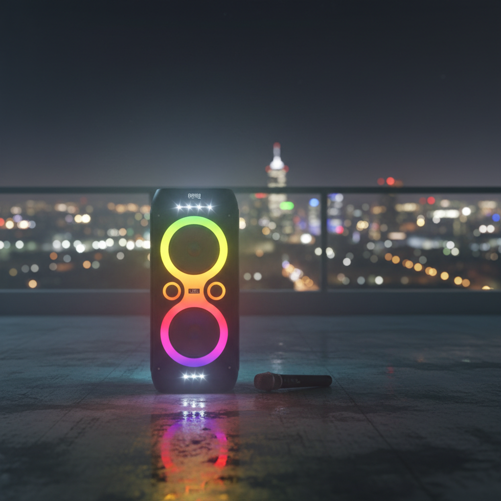 سماعة كاراوكي Lzel Aquilasonus A500 بتقنية البلوتوث، مع شاشة عرض LED، بقدرة عالية 80 واط وبطارية بسعة 6000 مللي أمبير