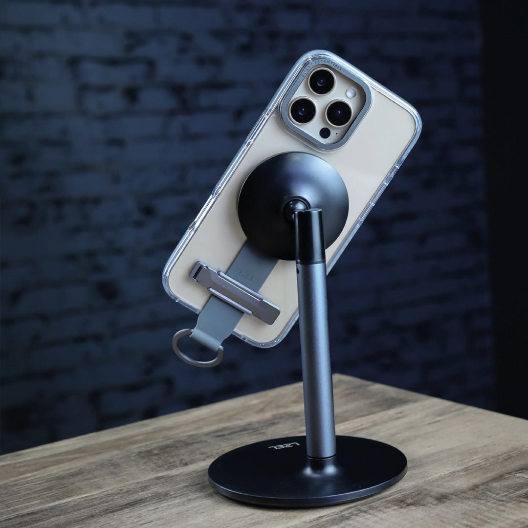 كڤر حماية LZEL Primemag Grip المقاوم للسقوط لهاتف iPhone 15 Pro Max | شفاف / رمادي 